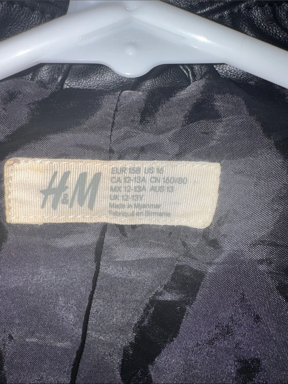H&M Black Vegan Leather Moto Jacket with Silver Hardware